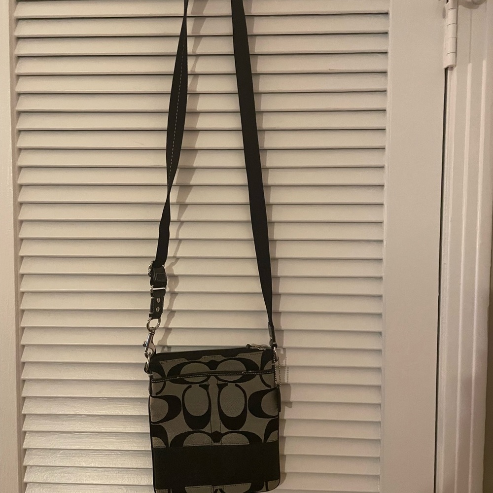 Coach Black and Gray Signature Crossbody Bag - Picture 2 of 7